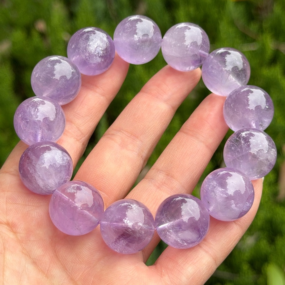 16mm chunky stretchable clear purple amethyst bracelet 1534